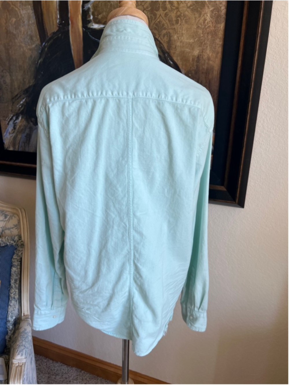 New Frank & Eileen Light Aqua Button Down Denim Shirt S - Picture 3 of 5